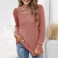 thumbnail image 2 of Women Summer Tops Women Fashion Round Neck Puff Sleeve U Neck T Shirt Coral Lace Shirt Ladies Long Tee Long Sleeve Tee Pack Girls plus Tight Top Athletic Shirts Silk V Necks Size Shirts Pink M, 2 of 5