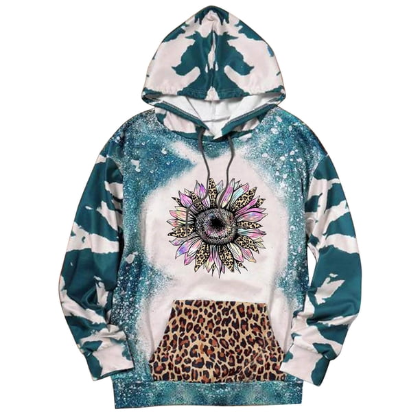 Blusa informal de manga larga con estampado de bolsillo y capucha para mujer Pompotops FGAJ18522