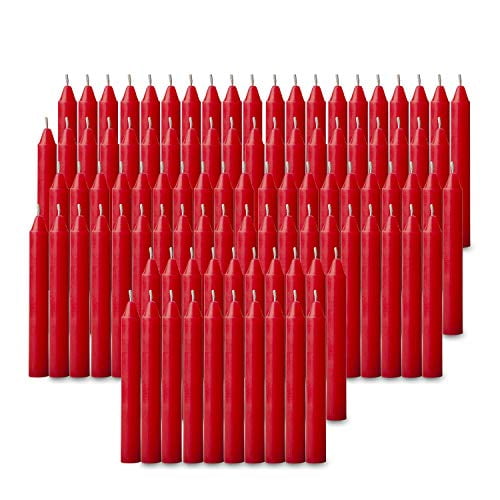 100 Pcs Bulk Red Candles For Christmas Tree - Angel Chime Decorations - Christmas Pyramids Carousel - 4 Inch X 1/2 Inch Diameter - 1.5 Hour Burn Time.Unscented