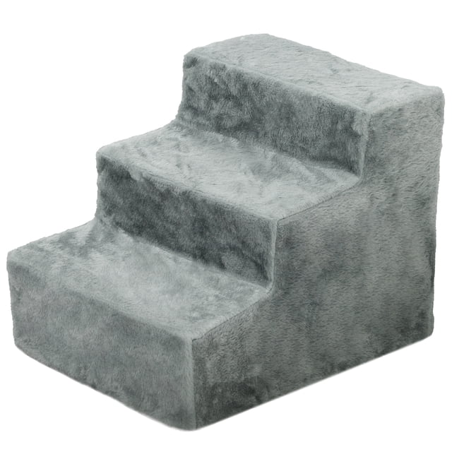 CoSoTower 3-Step Dog Ramp for Sofa, Bed, and Couch, with Removable Cover, Light Grey