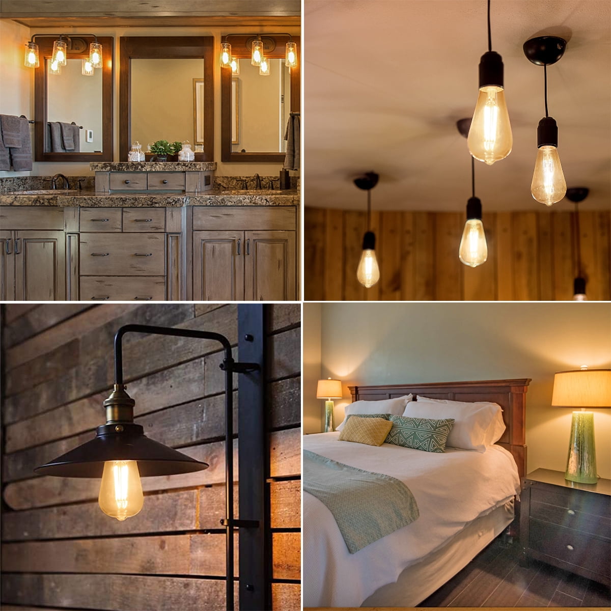 Austin Coast 12-Pack ST58 LED Bulbs, 6W (60W Equivalent), Warm White 2700K, E26 Base, Dimmable, 800 Lumens, Shatterproof