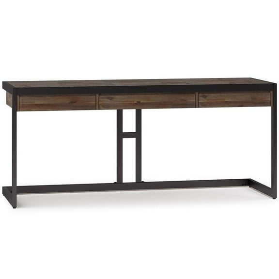 Allora 72" Solid Wood Modern Computer Desk in Rustic Aged Brown