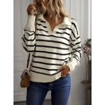 thumbnail image 5 of Women Striped Drop‑Shoulder Long‑Sleeve Knit Sweater, Casual Pullover Top for Fall Winter, 5 of 6