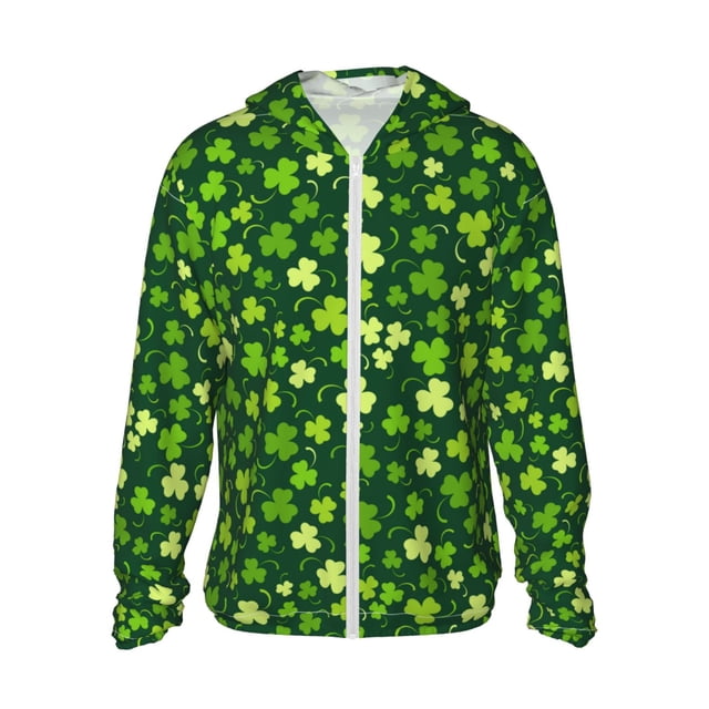 Fotbe Happy St. Patrick's day Chaqueta con Protección Solar UPF 50+ para Hombre y Mujer, Camisa con Capucha y Bolsillos-X-Large
