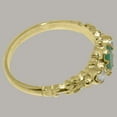 thumbnail image 5 of LBG British Made 14k Yellow Gold Natural Emerald & Diamond Womens Promise Ring - 33 size options - Size 7, 5 of 9