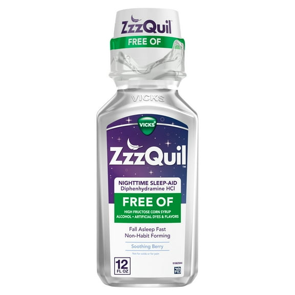 Vicks ZzzQuil Nighttime Sleep Aid Liquid(2 PACK), Alcohol-Free, Berry Flavored, 12 Oz (2 BOTTLES)*EN