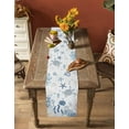 thumbnail image 4 of Coastal Blue Burlap Cotton Table Runner 13x72 Inches Long, Ocean Turtle Coral Starfish Jellyfish Farmhouse Table Runners, Outdoor Dining Tablecloths Decor for Baby Shower/Party/Wedding, 4 of 6
