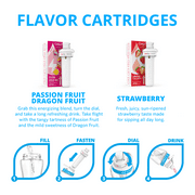 Cirkul 32oz Pink Stainless Steel Starter Kit with Pink & White Cirkul Lid 2.0 and 2 Flavor Cartridges (Strawberry & Passion Fruit Dragon Fruit)