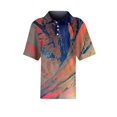 thumbnail image 4 of Womens Polo Shirts Summer Waffle Knit Retro Texture Gradient Print Golf Shirts for Women Button Collared Short Sleeve Going Out Blouse Gray XXL, 4 of 5