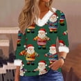 thumbnail image 2 of LEBONYARD Women's Trendy Round Neck Chic Plush Collar Cuff Christmas Printed Long Sleeve Loose Fitting Casual Warm Regular Pullover Sweatshirts, 2 of 5