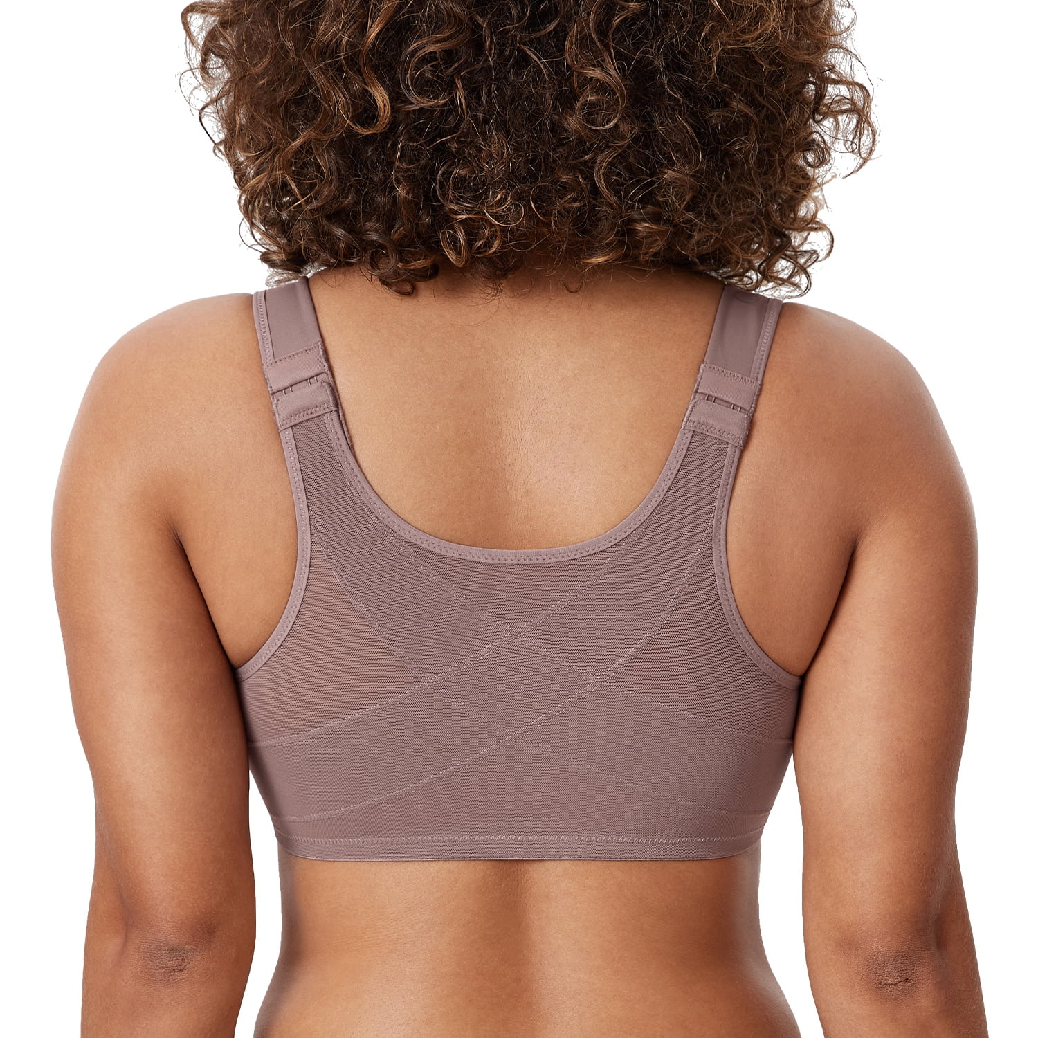 DELIMIRA Women's Front Closure Bras Posture Full Coverage Plus Size Underwire Unlined Seamless Bra