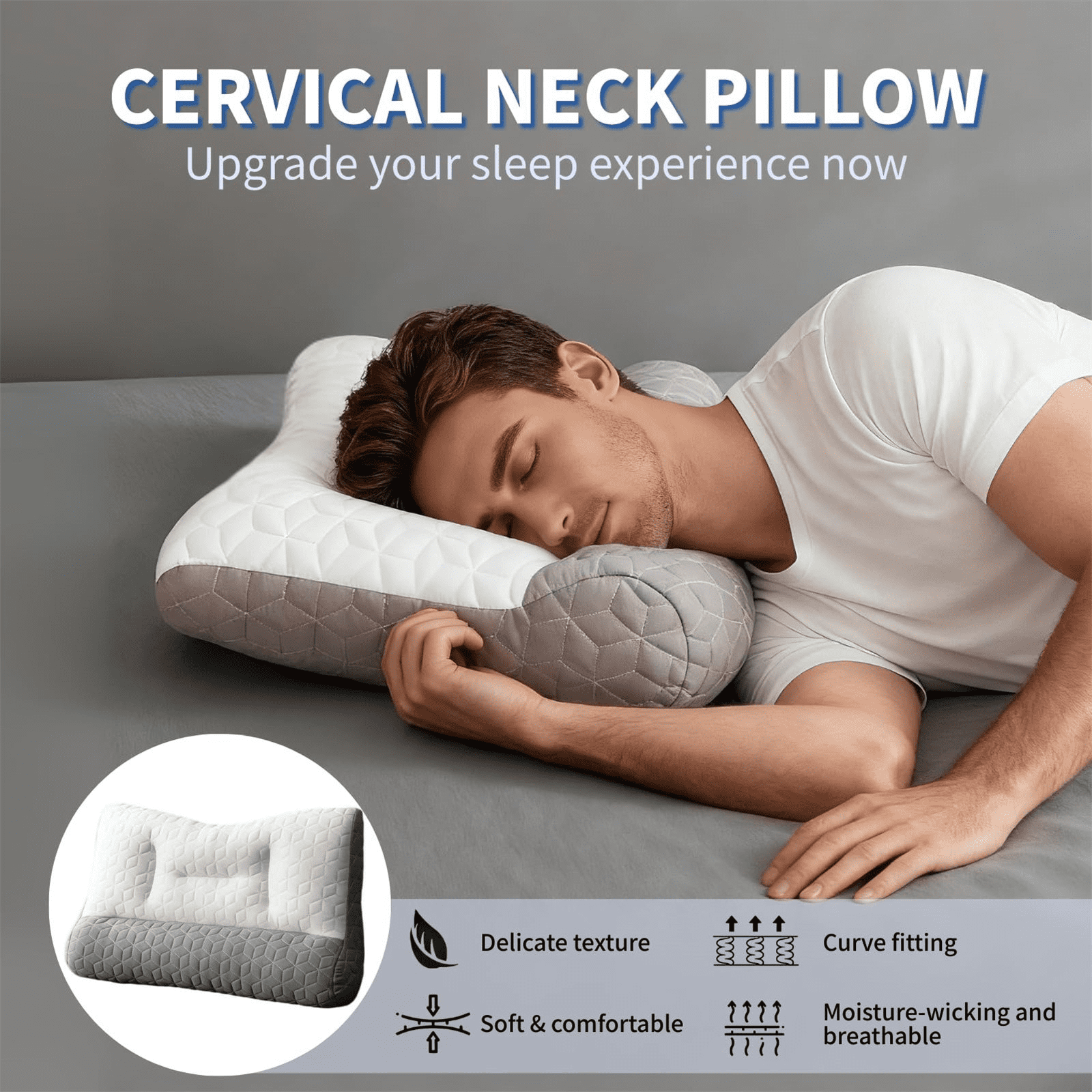 Orthopedic Deep Sleep Pillow, Sleep Apnea Pillow, Sleep Apnea Pillows Ergonomic Pillows for Neck and Shoulder, Side Back Stomach Sleepers