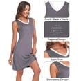 thumbnail image 2 of ANLIQI Bamboo Nightgown for Women Sleeveless SleepShirt V Neck Nightshirt Comfy SleepShirt Casual Pajama Dress(Black&Grey,L), 2 of 7