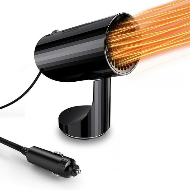 Calentador portátil para automóvil, 12 V, 150 W, descongelador de parabrisas con base giratoria de 360 grados, calentamiento y enfriamiento rápidos para automóviles con encendedor de cigarrillos