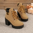 thumbnail image 6 of Xfvqtps Ankle Boots for Women Winter Fashion Chunky Flatform Sole Boots Lace up Decorative Buckle Streetwear Yellow, 6 of 9