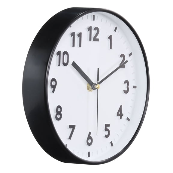 Unique Bargains 8 Inch Wall Clock, 3D Number Quartz Battery Operated Silent Non-Ticking Round Wall Clocks, White/Black