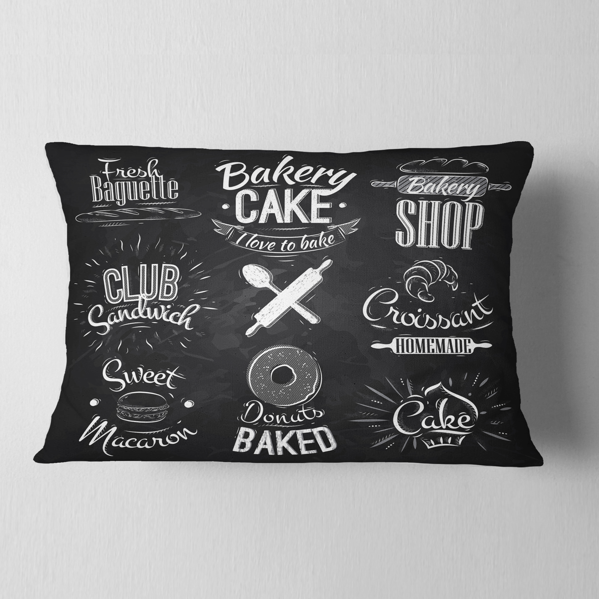 Designart Bakery Characters - Abstract Throw Pillow - 12x20