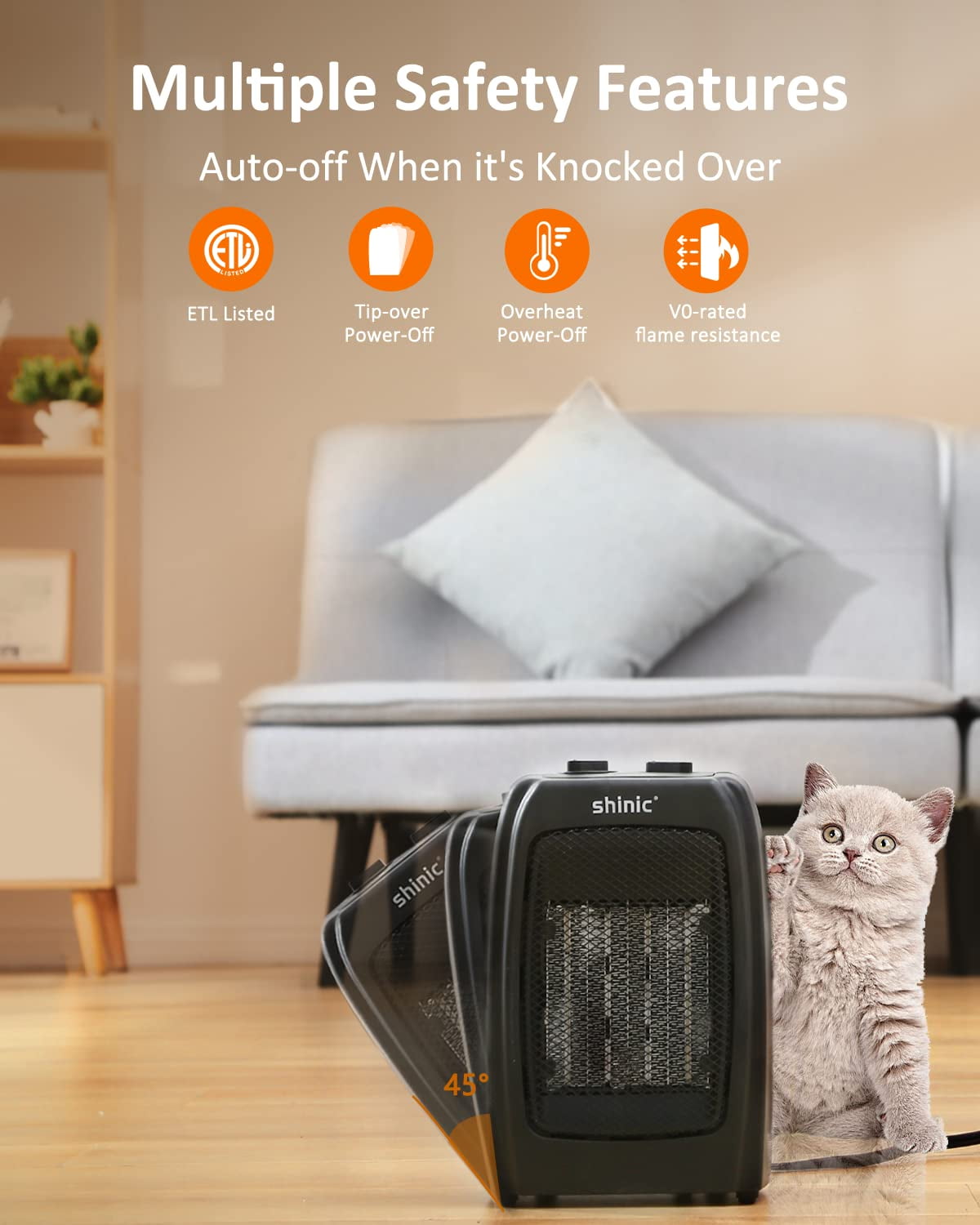 Shinic Portable Space Heaters for Indoor Use,1500W Electric Heater for  Bedroom and Office, Ceramic Space Heater with Thermostat, Tip-Over and  Overheat Protection, 1s Fast Heat,1500W/750W/Fan - Walmart.com
