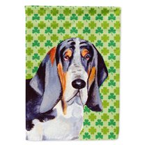 Carolines Treasures LH9192-FLAG-PARENT Basset Hound St. Patricks Day Shamrock Portrait Flag  multicolor