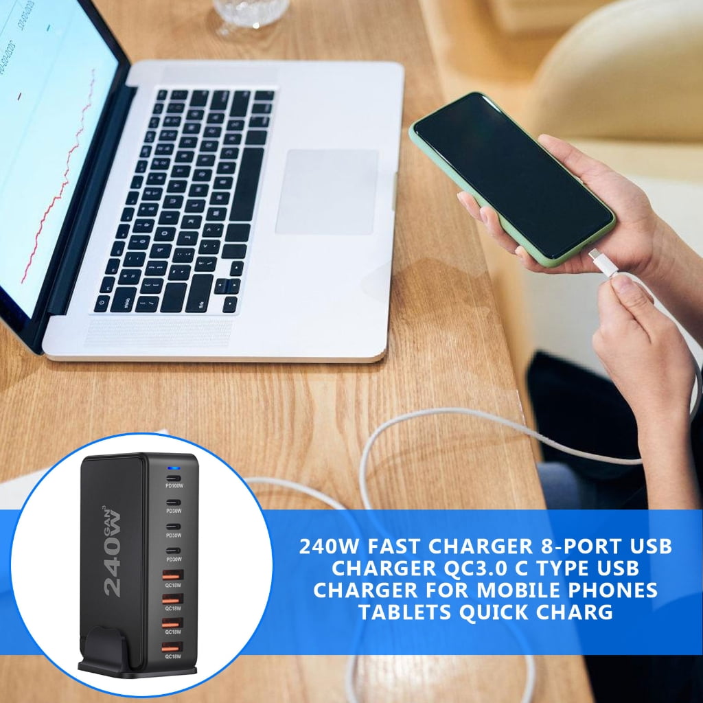 240W USB C Fast Charging Adapters Charging Station for Various Electronics