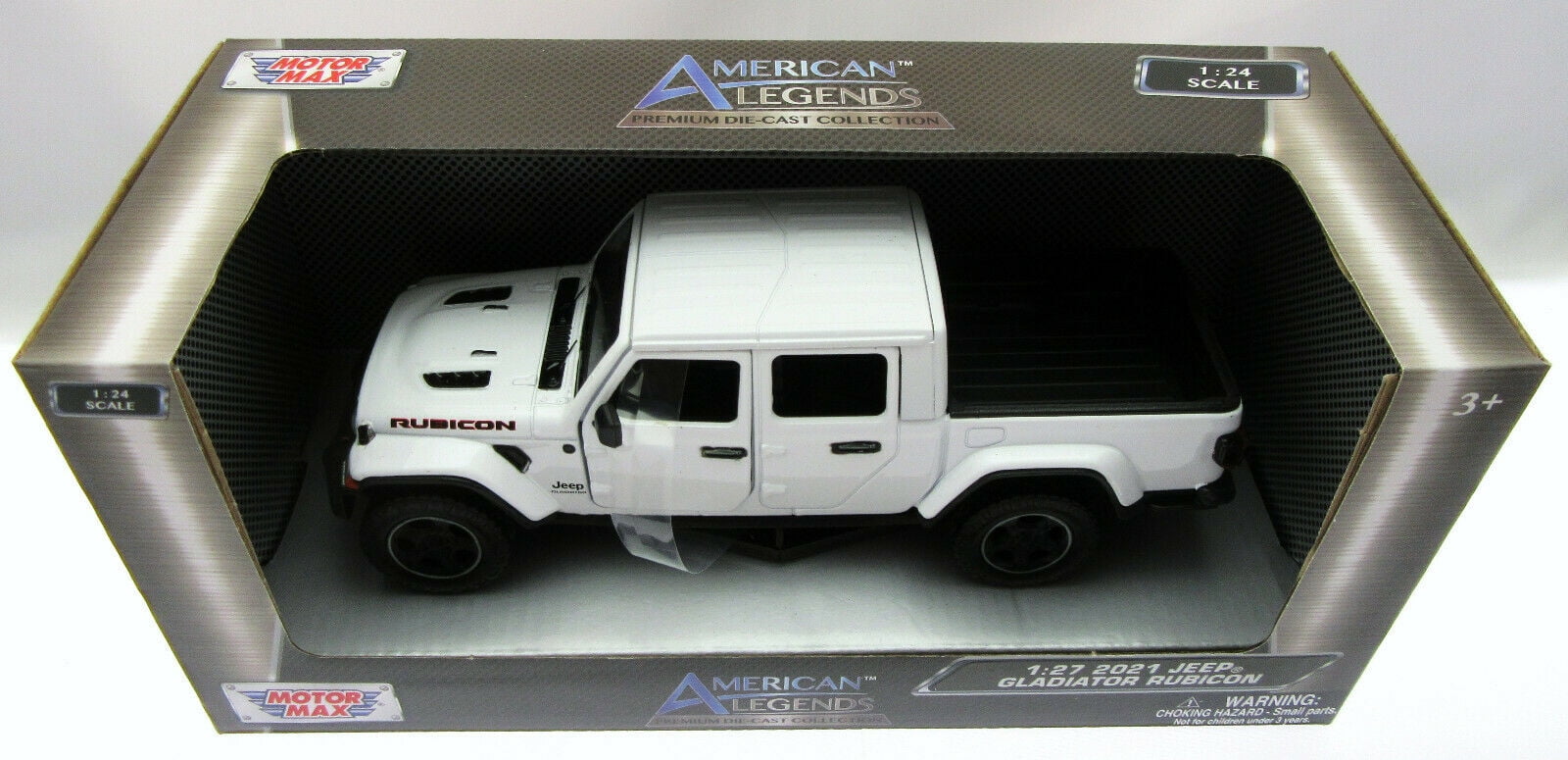 2021 Jeep Gladiator Rubicon (Closed Top) Pickup Truck Black 1/24-1/27 Diecast Model Car by Motormax
