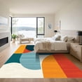 thumbnail image 3 of ODIKA 4'x6' Machine Washable Non-Slip Area Rug, Geometric Orange High Traffic Rug, Orange, 1058543, 3 of 7