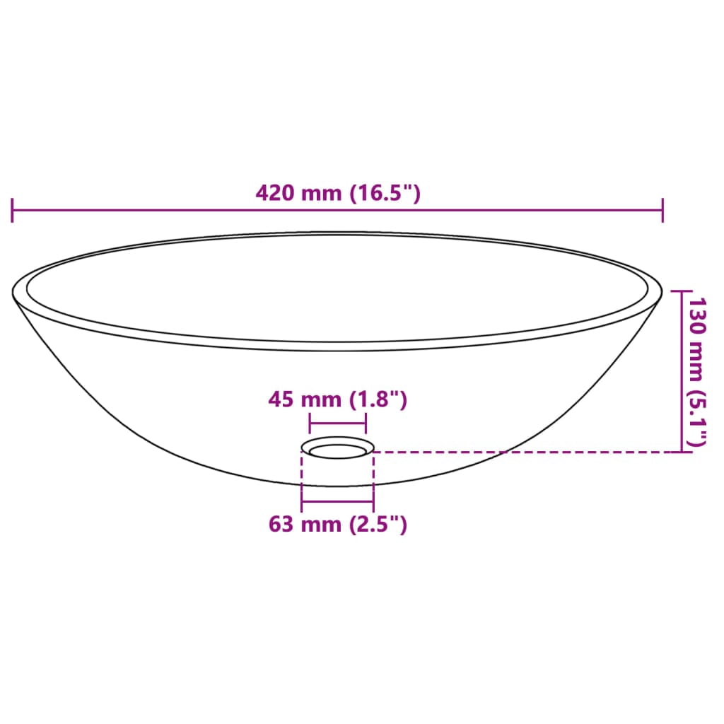 vidaXL Basin Tempered Glass 16.5" Frosted