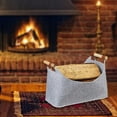 thumbnail image 6 of Felt Firewood Bag Carrying Handbag Heavy Duty Rack with Wooden Handle Reusable Holder Log Carrier Tote Large Storage Bag for Picnic Camping 40cmx22cmx27cm, 6 of 8