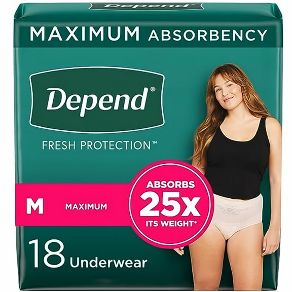 Depend Fresh Protection Underwear for Women Maximum Absorbency (Pack of 2)