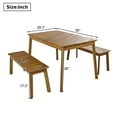 thumbnail image 2 of Mondawe 3 Pieces Acacia Wood Table Bench Dining Set For Outdoor & Indoor Furniture With 2 Benches, Picnic Beer Table for Patio, Porch, Garden, Poolside, Natural, 2 of 7