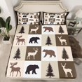 thumbnail image 2 of Feelyou Farmhouse Lodge Cabin Twin Sheet Sets, Jungle Bear Deer Animal Twin Fitted Sheet, Western Countryside Flat Sheet, Wheat Brown Lightweight Room Decor, 3 Pieces, 2 of 7