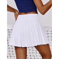thumbnail image 2 of Pantalones de tenis PINSPARK blancos para mujer con bolsillo en cintura alta, 2 of 6