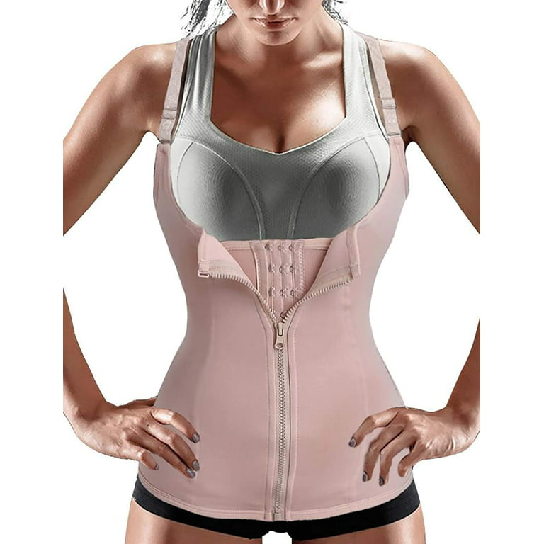 Tummy Tucker Pro - Women Waist Trainer with Adjustable Straps Corset Zipper  Vest Body Shaper Cincher Tank Top 
