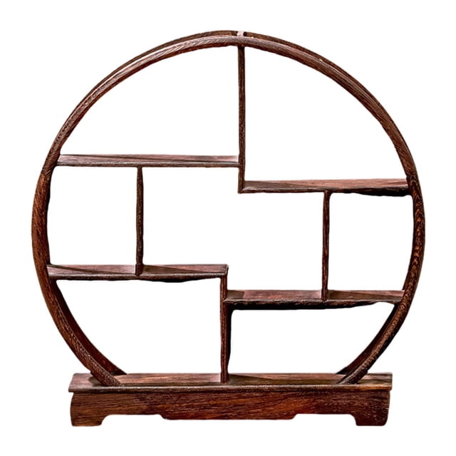 Estupetía de almacenamiento de té Candilla de madera Manitura Gabinete Tetera Tetera Estante de té STOWARE para miniaturas Decoración de la oficina Redondo