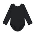 thumbnail image 4 of YONGHS Kids Girls Team Basic Gymnastics Ballet Dance Leotards Long Sleeves Nude Undergarment Leotard Black Round Neck 13-14, 4 of 7
