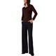thumbnail image 2 of Camiseta ajustada de manga larga con cuello de cowl INSPIRE CHIC para mujer, suave, talla XS, color marrón café, 2 of 6