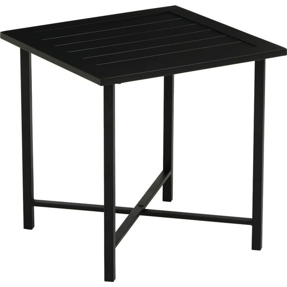 Outdoor Expressions Windsor Steel Slat Side Table - Square Frame - 18 in x 18 in, Black