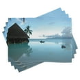 thumbnail image 1 of Ambesonne Tropical Place Mats Set of 4, Wooden House Nature, Standard Size, Blue Brown, 1 of 6