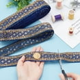 thumbnail image 3 of 10 Yards 1.6inch Fabric Embroidered Trim Vintage Jacquard Ribbon Metallic Gold Rhombus Pattern Sewing Woven Trim Embroidered Ribbon decor Blue, 3 of 7