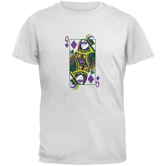 Mardi Gras Queen of Diamonds White Adult T-Shirt - 2X-Large