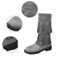 thumbnail image 6 of Aihuaihua Womens Faux Suede 2 Layer Tassel Fringe Flat Mid Calf Boots Classic Double Fringe Moccasin Boots Mid Calf Women Flat, 6 of 10