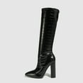 thumbnail image 6 of Black High Heels Knee High Dress Boots for Women Fashion Leather Pointed Toe Heeled Winter Fall Tall Boots, 6 of 7
