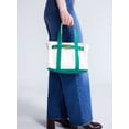 thumbnail image 2 of Free Assembly Women's Small Canvas Tote Handbag, Natural/Green, 2 of 5
