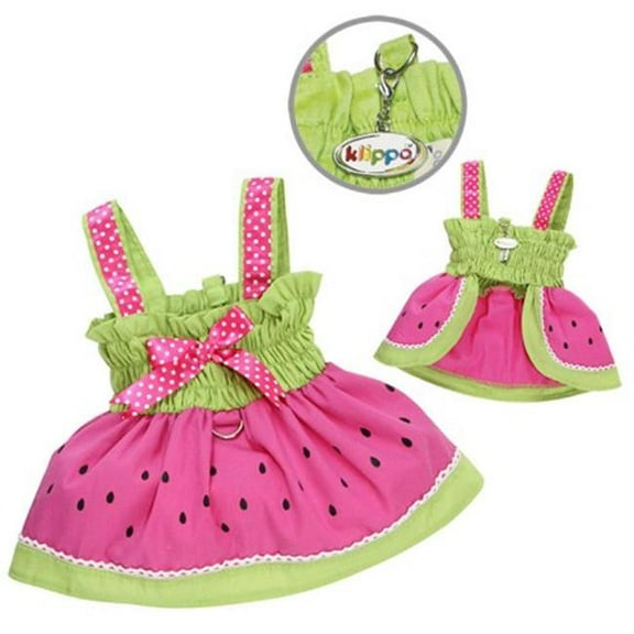 Klippo Pet Juicy Watermelon Dog Sundress With Large D-Ring For Easy Leash Attachment Sizes: X-Small