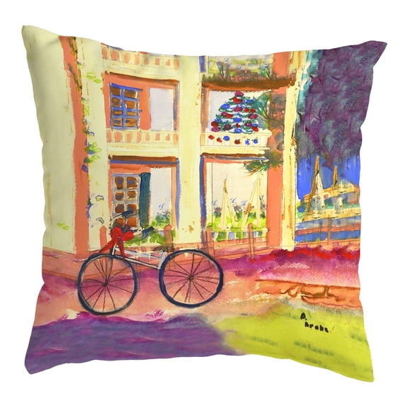 Betsy Drake Interiors Bike For Christmas No Cord Pillow 18x18