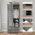 thumbnail image 3 of Brafabhome Farmhouse Wood Armoire Wardrobe Closet with 2 Doors, 71" Tall Freestanding Wardrobe Clothes Cabinet with Drawers and Hanging Rod for Bedroom | Gray, 3 of 9