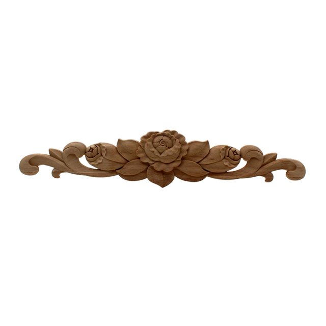Natural Floral Madera Tallado Calcomanía Esquina Apliques Frame Puertas Muebles Muebles Woodcarding Decorativo Estatuillas de madera Artesanía