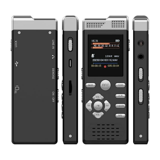 Voice Activated Dual Microphone Recording Password Protection Line-in Digital Voice Recorder ,One-touch operation