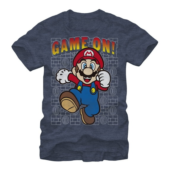 Men's Nintendo Mario Game On Graphic Tee Navy Heather Medium
