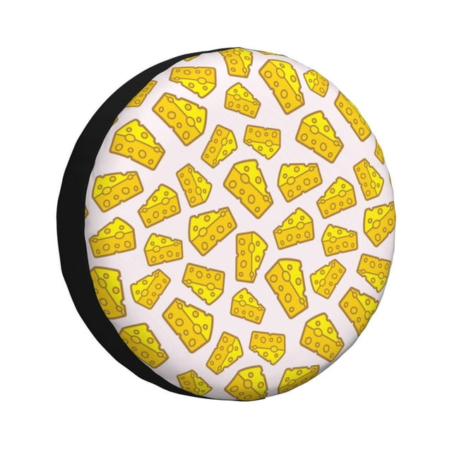 Fotbe Cheese Funda de Llanta de Repuesto con Estampado, Engrosada, Ajuste Universal para Jeep, Remolque, RV, SUV, Camión-15 inch